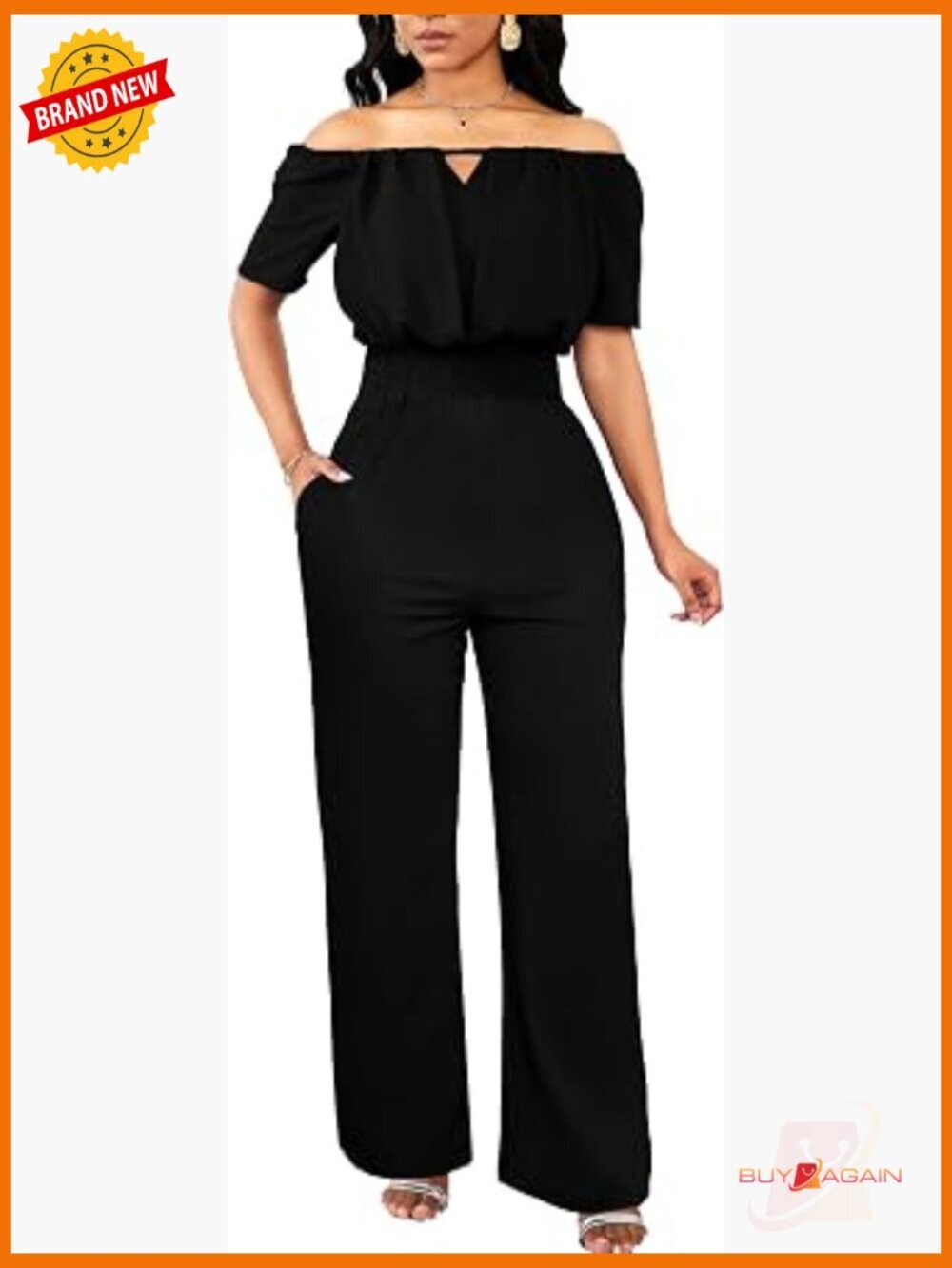 Elegant Off Shoulder Long Straight Pants Jumpsuit Party Wear